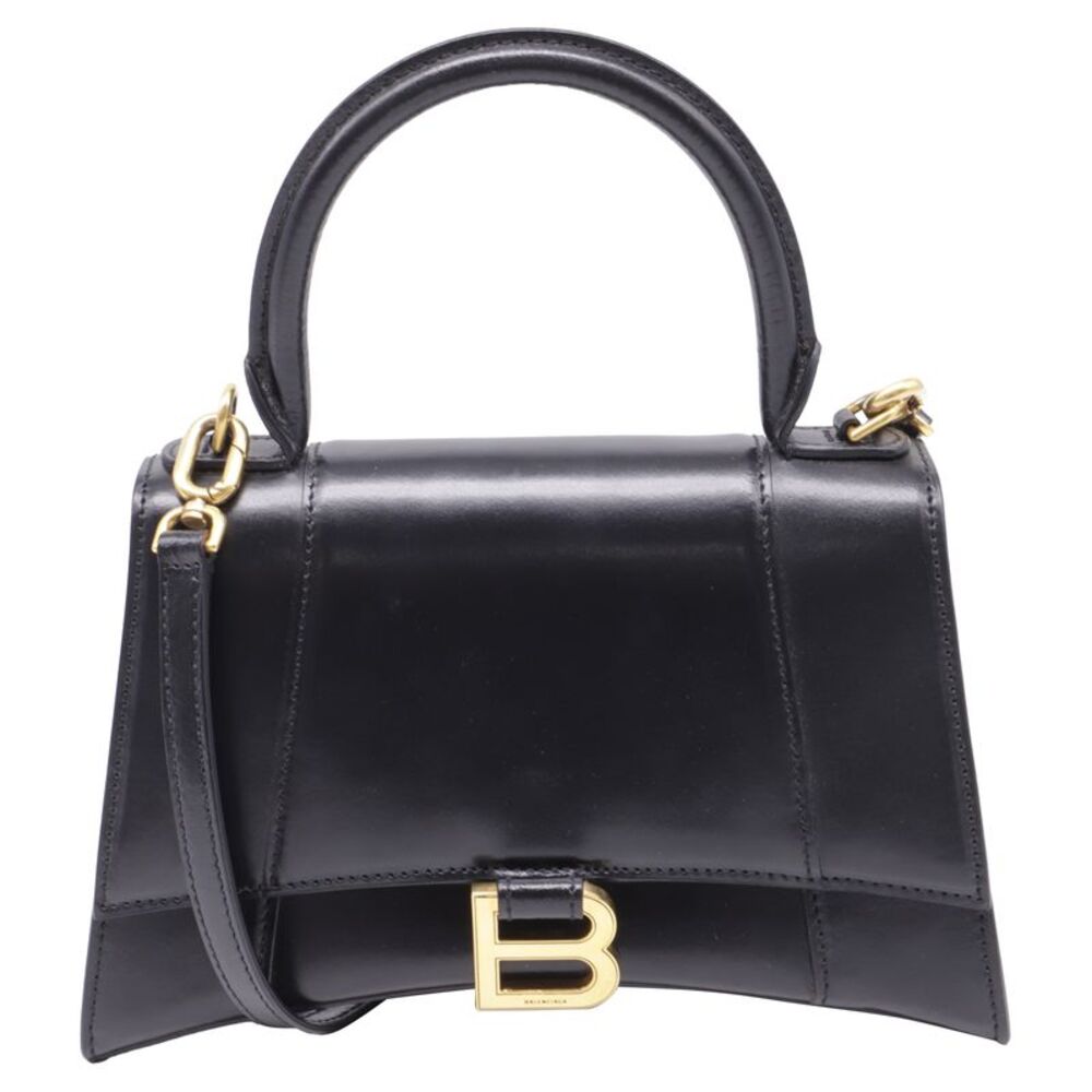 Balenciaga Hourglass Small Top Handle Bag in Black Leather